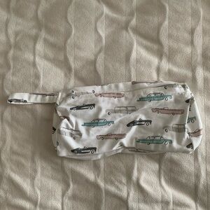 NWOT Vintage Car Print Pouch with Handle